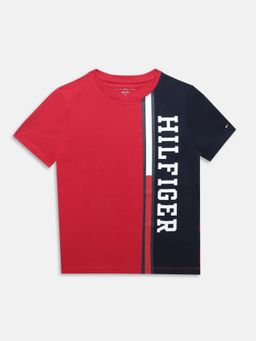 Tommy Hilfiger - Boys Logo Regular Fit Cotton T-Shirt - Red