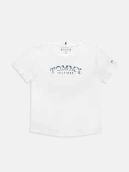 Tommy Hilfiger - Girls Logo Regular Fit Cotton T-Shirt - White