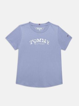 Tommy Hilfiger - Girls Logo Regular Fit Cotton T-Shirt - Purple