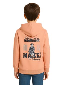 CAVIO - Boys Graphic Printed Full sleeves Hoodie- Peach