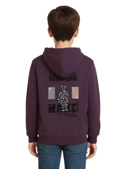 CAVIO - Boys Graphic Printed Full sleeves Hoodie- Purple