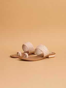 ERIDANI - Woven Off White Charvi Flats