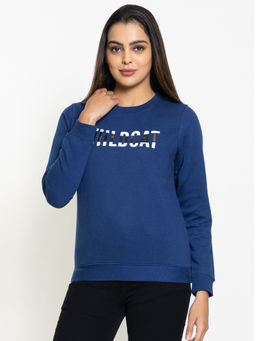 Club York - Women's Blue Full Sleeve Round Neck Sweatshirt