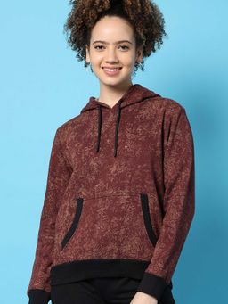 Campus Sutra - Womens Maroon Textured Sweatshirt