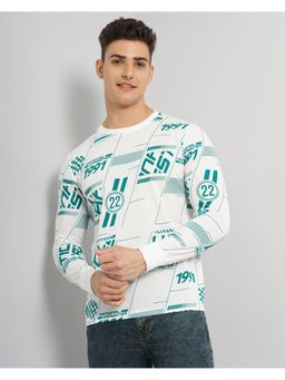 The Indian Garage Co - Men Slim Fit White Racer Round Neck T-Shirt