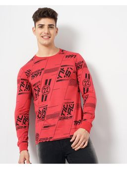 The Indian Garage Co - Men Slim Fit Red Racer Round Neck T-Shirt
