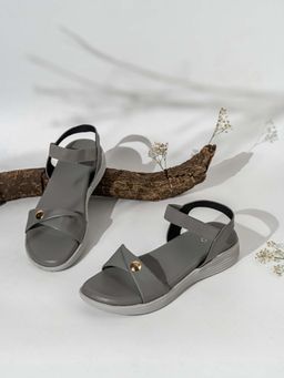 Inc.5 - Women Grey Casual Solid Round Toe Sandals