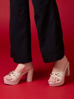 Inc.5 - Women Cream Party Wear Solid Round Toe Block Heels