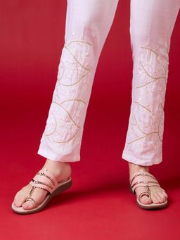 Inc.5 - Women Peach Ethnic Solid One Toe Flats Slip-On Sandals