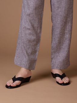 Inc.5 - Women Black Casual Solid Round Toe Sandals