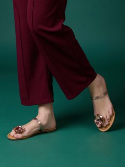 Inc.5 - Women Rose Gold Casual Embellished One Toe Slip-On Flats
