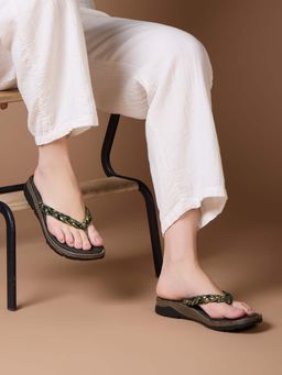 Inc.5 - Women Green Casual Solid Round Toe Slip On Sandals