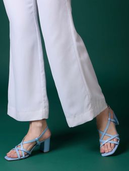 Inc.5 - Women Blue Party Wear Striped Square Toe Block Heels