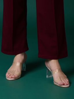 Inc.5 - Women Golden Party Wear Transparent Round Toe Block Heels