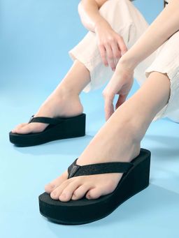 Inc.5 - Women Black Party Wear Round Toe Wedges