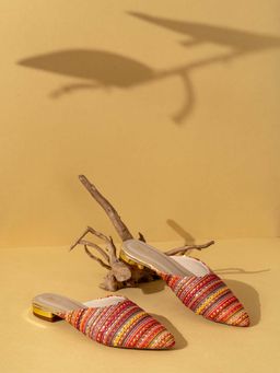 Inc.5 - Women Pink Casual Printed Pointed Toe Slip-On Mules