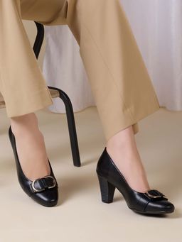 Inc.5 - Women Black Party Wear Solid Round Toe Block Heels