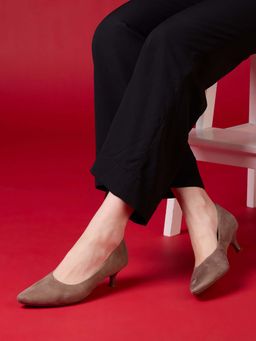 Inc.5 - Women Beige Party Wear Solid Pointed Toe Kitten Heels