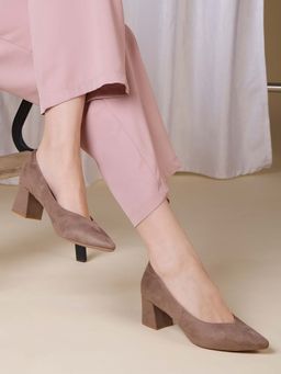 Inc.5 - Women Beige Party Wear Solid Pointed Toe Block Heels