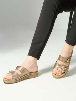 Inc.5 - Women Brown Ethnic Solid Pattern Open Toe Slip-On Sandals