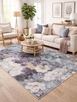 OBSESSIONS - Blue Floral Polypropylene Carpet