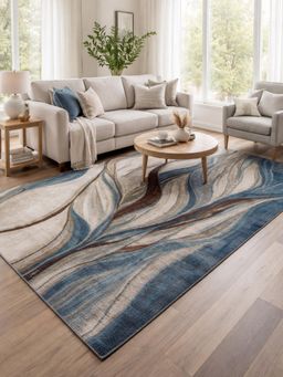 OBSESSIONS - Blue Abstract Polypropylene Carpet