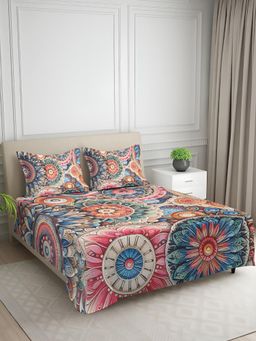 Signature - Multi-Color Abstract Digital Print Super Soft King Size Bedsheet with 2 Pillow Covers