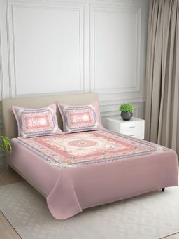 Signature - Pink Abstract Digital Print Super Soft King Size Bedsheet with 2 Pillow Covers