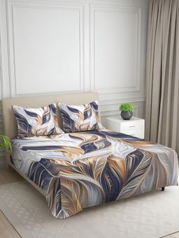 Signature - Charcoal Abstract Digital Print Super Soft King Size Bedsheet with 2 Pillow Covers