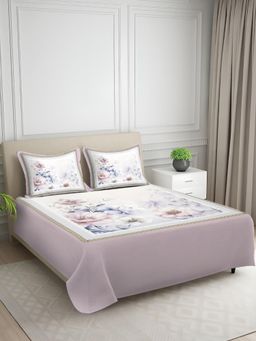 Signature - Pink Floral Digital Print Super Soft King Size Bedsheet with 2 Pillow Covers