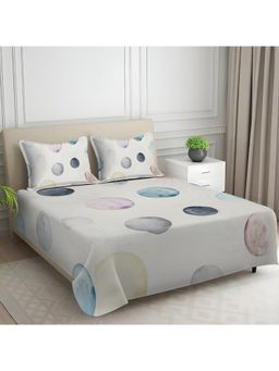 Signature - Lavender Geometric Digital Print Super Soft King Size Bedsheet with 2 Pillow Covers