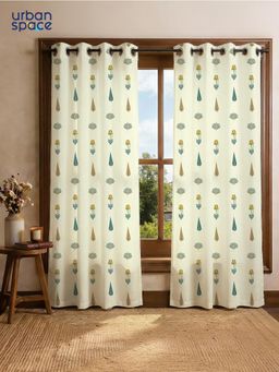 Urban Space - Orchard Dark Teal Cotton Curtains (Pack of 2)