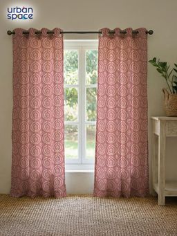 Urban Space - Canopy Clay Pink Cotton Curtains (Pack of 2)