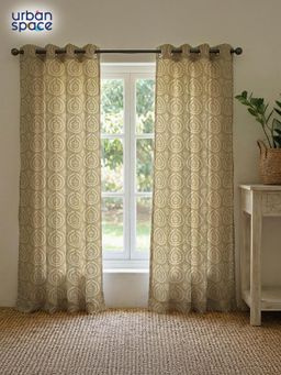 Urban Space - Canopy Beige Cotton Curtains (Pack of 2)
