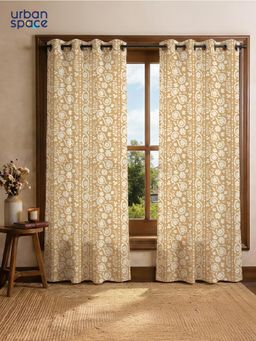 Urban Space - Dhara Biscuit Beige Cotton Curtains (Pack of 2)
