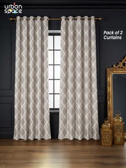 Urban Space - Canopy Clay Pink Blackout Jacquard Curtains (Pack of 2)