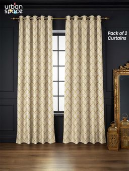 Urban Space - Canopy Beige Blackout Jacquard Curtains (Pack of 2)