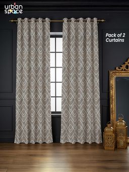Urban Space - Dhara Dusty Teal Blackout Jacquard Curtains (Pack of 2)