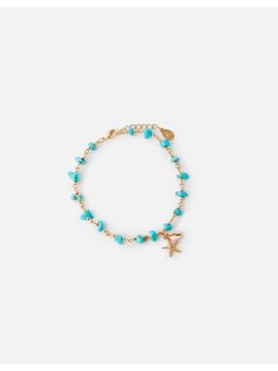 Accessorize London - Women's Shell Charm Raw Cut Stones Anklet