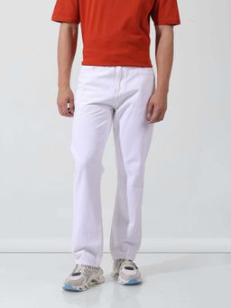 The Indian Garage Co - White Solid Straight Fit Jeans