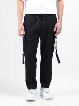 The Indian Garage Co - Black Solid Relaxed Fit Cargos