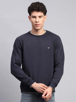 Monte Carlo - Navy Blue Solid Regular Fit Sweatshirt