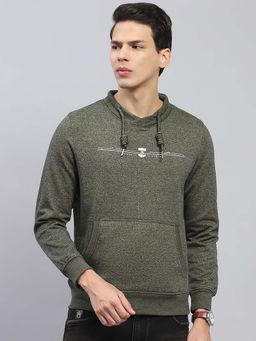 Monte Carlo - Green Solid Regular Fit Sweatshirt