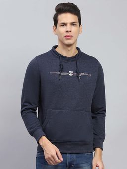Monte Carlo - Navy Blue Solid Regular Fit Sweatshirt