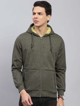 Monte Carlo - Green Solid Regular Fit Hoodie