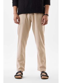 Snitch - Beige Solid Regular Fit Trousers