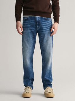 GANT - Blue Solid Slim Fit Jeans