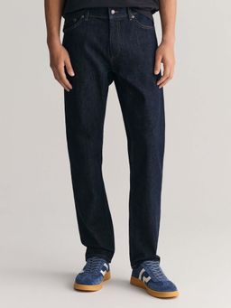 GANT - Blue Solid Regular Fit Jeans