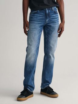 GANT - Blue Solid Regular Fit Jeans