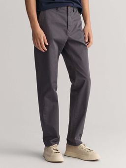 GANT - Grey Solid Regular Fit Trousers